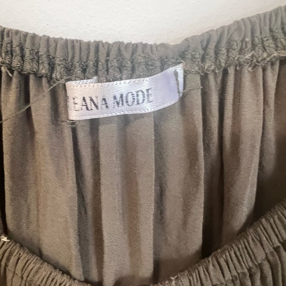 Leana Mode Olive Smocked Button-Down Maxi Dress - Size O/S Boho Chic - Picture 5 of 9